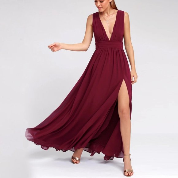 Heavenly Hues Burgundy Maxi Dress - Picture 2 of 5